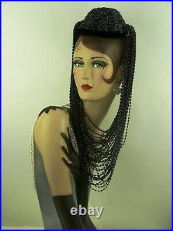 VINTAGE HAT 1940s USA, ARCHIE EASON, BEADED HOLLYWOOD FEMME FETALE, WORK OF ART