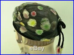 VINTAGE HAT 1950s ENGLISH, ROWNTREES SCARBOROUGH, PRETTY DAY HAT w ORIG HAT BOX