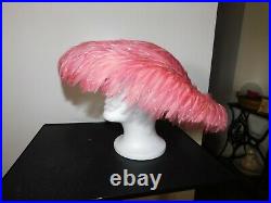 VINTAGE JACK McConnell PINK WOOL FEATHERS & SEQUINS ONE OF A KIND LADIES HAT