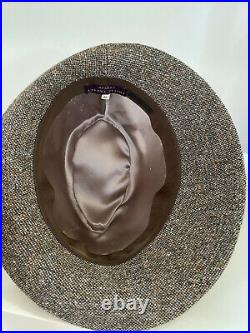 VINTAGE PHILIP TREACY 100% Wool Brown Tweed Trilby Hat Size M MADE IN UK