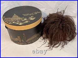 VINTAGE SAKS FIFTH MILLINERY SALON Hat Ostrich Woodward & Lothrop box 3219