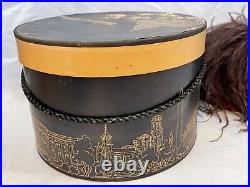 VINTAGE SAKS FIFTH MILLINERY SALON Hat Ostrich Woodward & Lothrop box 3219