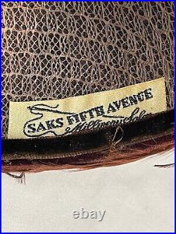 VINTAGE SAKS FIFTH MILLINERY SALON Hat Ostrich Woodward & Lothrop box 3219