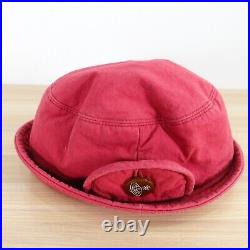 VINTAGE Vivienne Westwood Hat Women Small Red Bucket Cloche Ear Flap 90s JAPAN