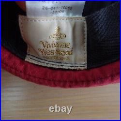 VINTAGE Vivienne Westwood Hat Women Small Red Bucket Cloche Ear Flap 90s JAPAN