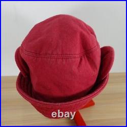 VINTAGE Vivienne Westwood Hat Women Small Red Bucket Cloche Ear Flap 90s JAPAN