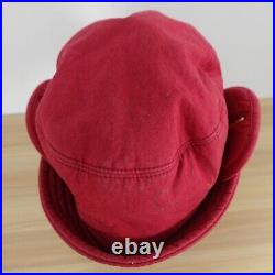 VINTAGE Vivienne Westwood Hat Women Small Red Bucket Cloche Ear Flap 90s JAPAN