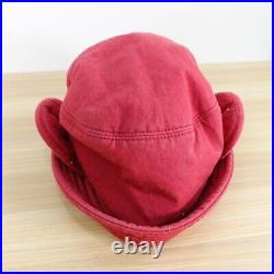 VINTAGE Vivienne Westwood Hat Women Small Red Bucket Cloche Ear Flap 90s JAPAN