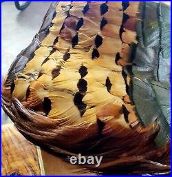 VINTAGE WINTER BROWN PEACOCK FEATHER HAT WOMEN'S HAT WithORIGINAL BOX