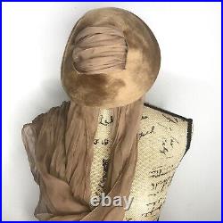 VTG 1950s Bullocks Wilshire Soleil Glace Womens Fur Hat Long Scarf Ties Italy