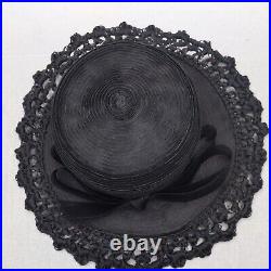 VTG 1960s Christian Dior Chapeaux Hat With Original Box Black Woven Sibleys NY