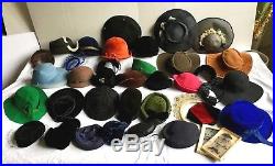 VTG 39 pc. Hat LOT 1920s30s40s50s60s70sFeathersClocheNetFrench Millinery