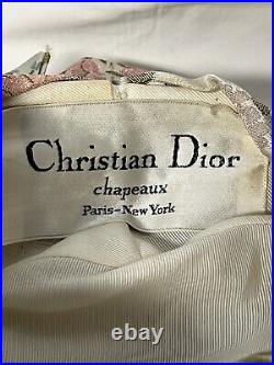 VTG 60's CHRISTIAN DIOR CHAPEAUX TURBAN HAT DRAPED PLEATED FLORAL PARIS NEW YORK