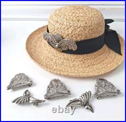 VTG 80s Straw Raffia Hat Womens/southern Bell/2 Hats, Black, White/NWT/extras