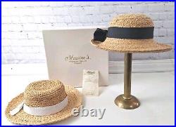 VTG 80s Straw Raffia Hat Womens/southern Bell/2 Hats, Black, White/NWT/extras