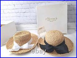 VTG 80s Straw Raffia Hat Womens/southern Bell/2 Hats, Black, White/NWT/extras