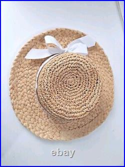 VTG 80s Straw Raffia Hat Womens/southern Bell/2 Hats, Black, White/NWT/extras