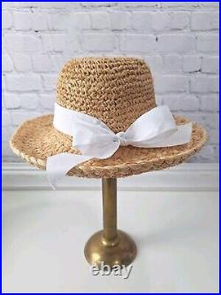 VTG 80s Straw Raffia Hat Womens/southern Bell/2 Hats, Black, White/NWT/extras