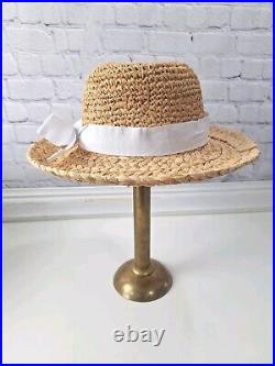 VTG 80s Straw Raffia Hat Womens/southern Bell/2 Hats, Black, White/NWT/extras