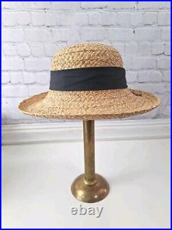 VTG 80s Straw Raffia Hat Womens/southern Bell/2 Hats, Black, White/NWT/extras