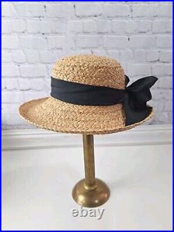 VTG 80s Straw Raffia Hat Womens/southern Bell/2 Hats, Black, White/NWT/extras