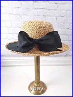 VTG 80s Straw Raffia Hat Womens/southern Bell/2 Hats, Black, White/NWT/extras