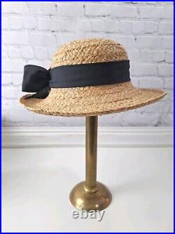 VTG 80s Straw Raffia Hat Womens/southern Bell/2 Hats, Black, White/NWT/extras