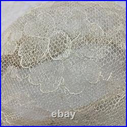 VTG Bridal Cap Beaded Headpiece Wax Flowers 2-Layer Netting Floral Lace Juliet