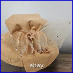 VTG Donna Vinci Lace Ribbon Fancy Floral Hat & Matching bag Rhinestones Appliqué