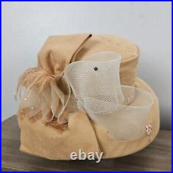 VTG Donna Vinci Lace Ribbon Fancy Floral Hat & Matching bag Rhinestones Appliqué