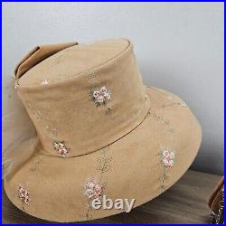 VTG Donna Vinci Lace Ribbon Fancy Floral Hat & Matching bag Rhinestones Appliqué