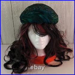 VTG Rare Unique 1950s Women's Peacock Feather Hat Styled By Coraline EUC