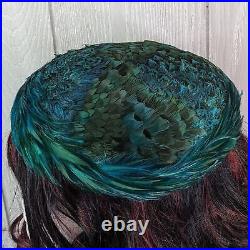 VTG Rare Unique 1950s Women's Peacock Feather Hat Styled By Coraline EUC