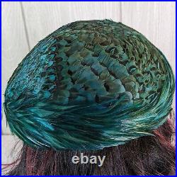 VTG Rare Unique 1950s Women's Peacock Feather Hat Styled By Coraline EUC