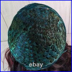 VTG Rare Unique 1950s Women's Peacock Feather Hat Styled By Coraline EUC