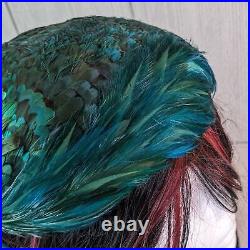 VTG Rare Unique 1950s Women's Peacock Feather Hat Styled By Coraline EUC