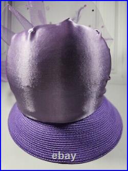 VTG Whittail & Shon Purple Feather Organza Ribbon Jewel Accent Ladies Church Hat
