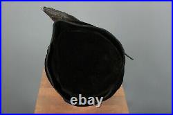 VTG Women's Antique Teens Black Velvet Asymmetrical Hat 1910s