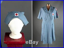 VTG Women's WWII ARC Volunteer Uniform & Hat S L #2643 US WW2 American Red Cross