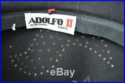 VTG hat ADOLFO II paisley design gold metal studs and sequins boys news cap sL