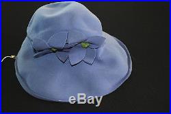 Very Rare Deadstock French 1930's Lavender Felt Hat With Tag Size 7-7 1/2