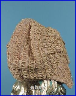 Victorian 19th C Hand Woven Straw Bonnet W Pink Muslin Lining
