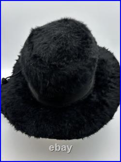 Victorian Edwardian Hat Beaver Fur Women's Ribbon Band Tassel Wide Brim Antique