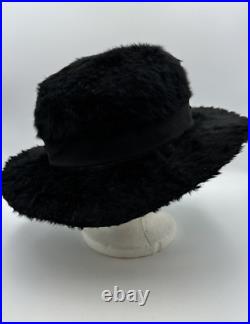 Victorian Edwardian Hat Beaver Fur Women's Ribbon Band Tassel Wide Brim Antique