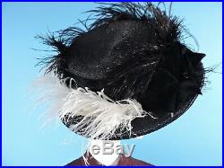 Victorian Turn Of The Century Straw Walking Suit Hat W Feathers