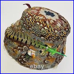 Viintage 50s 60s Urbi et Orbi Japanese Pheasant Feather Topper Cloche Hat Womens