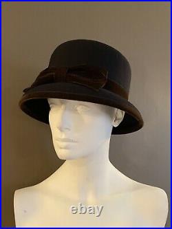 Vintage 100% Wool Navy/Brown Burberry Hat, Unworn