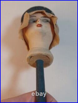 Vintage 1920's Art Deco Lady Flapper Flirty Eyes Hat Millinery Stand Antique