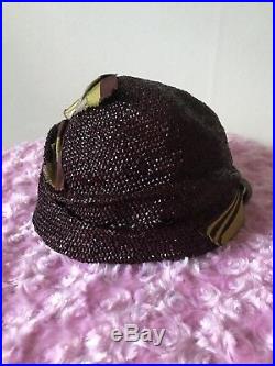 Vintage 1920s Cloche Hat Iridescent Straw 20s Art Deco French Pristine Stunning