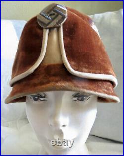 Vintage 1920s Hat Cloche Velvet Silk